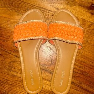 Nine West Bright Orange Woven Sandals